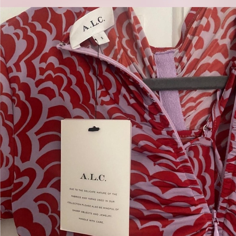 A.L.C. Red and Lavender Wave Dress - Picture 4 of 5